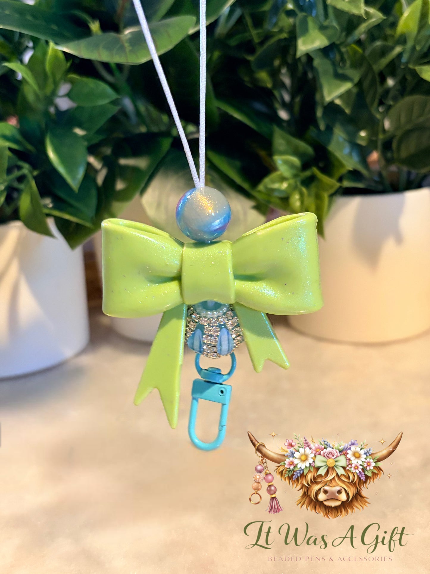 Lime green & blue freshie holder