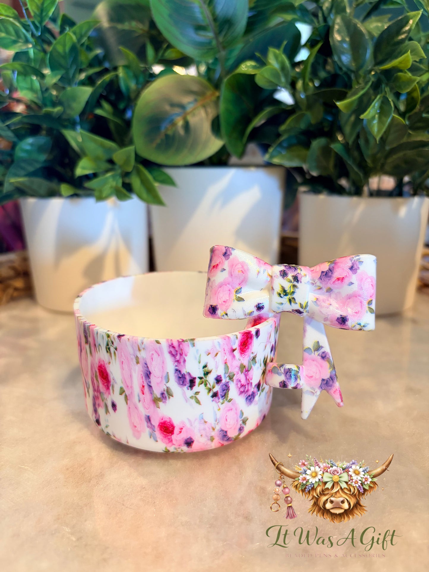 Pink floral Tumbler Boot & Topper